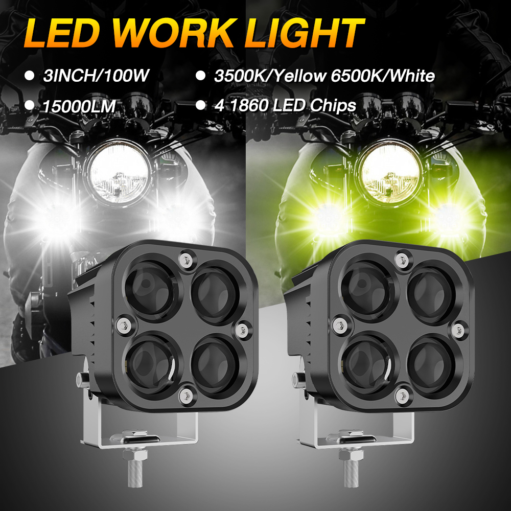 Mini Driving Light White+Yellow Universal High Quality 100W LED Work ...