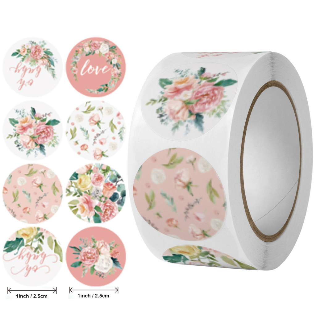NEW 1Roll500pcs Thank You Thankyou tape Flower Round Seal Sticker Tags ...