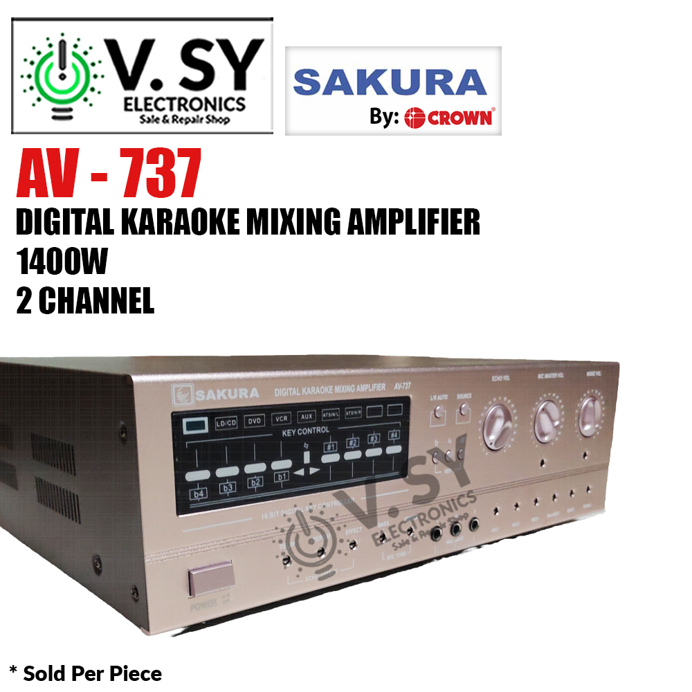 Sakura AV 737 1400W x 2 Digital Karaoke Mixing Amplifier AV737 | Shopee