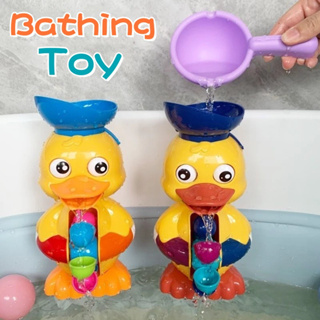Bath Bathtub Toys for Toddlers 1 2 3 Years Old ,Duck Bathtub Toys with  Rotatable Waterwheel/Eyes,Bathroom Strong Suckers Water Scoop Fun Bath Toys  for Toddlers Boys Girls 