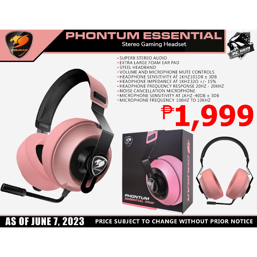 Headset gamer cougar discount phontum essential pink