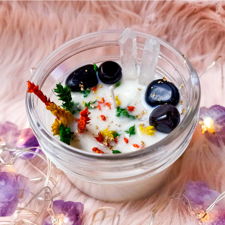Crystal Candle for Manifesting Luck, Prosperity and Success 100 Soy