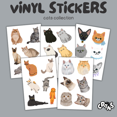 Cats Stickers Pack - Vinyl Waterproof / Matte Sticker Paper | Shopee ...