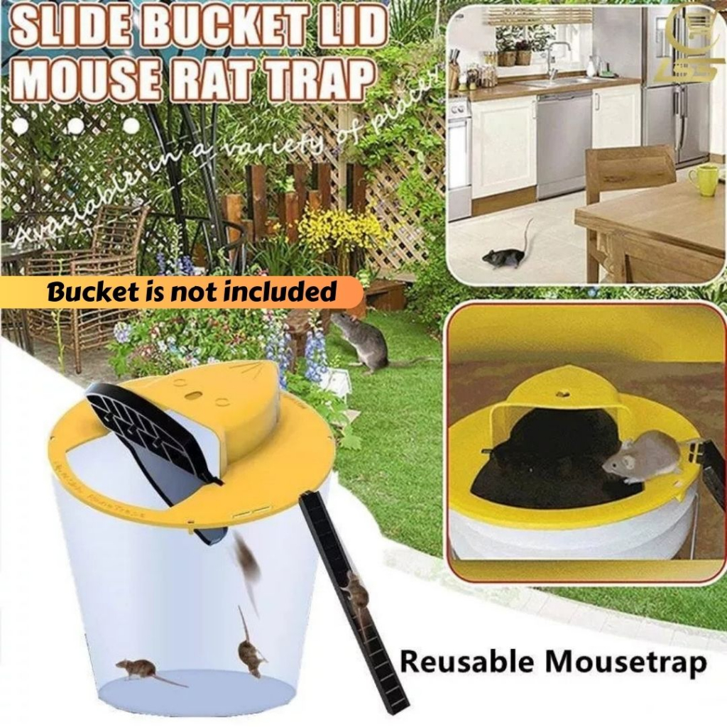 Efeq Mouse Bucket Trap Rat Catcher Reusable Slide Bucket Flip Lid Mouse ...