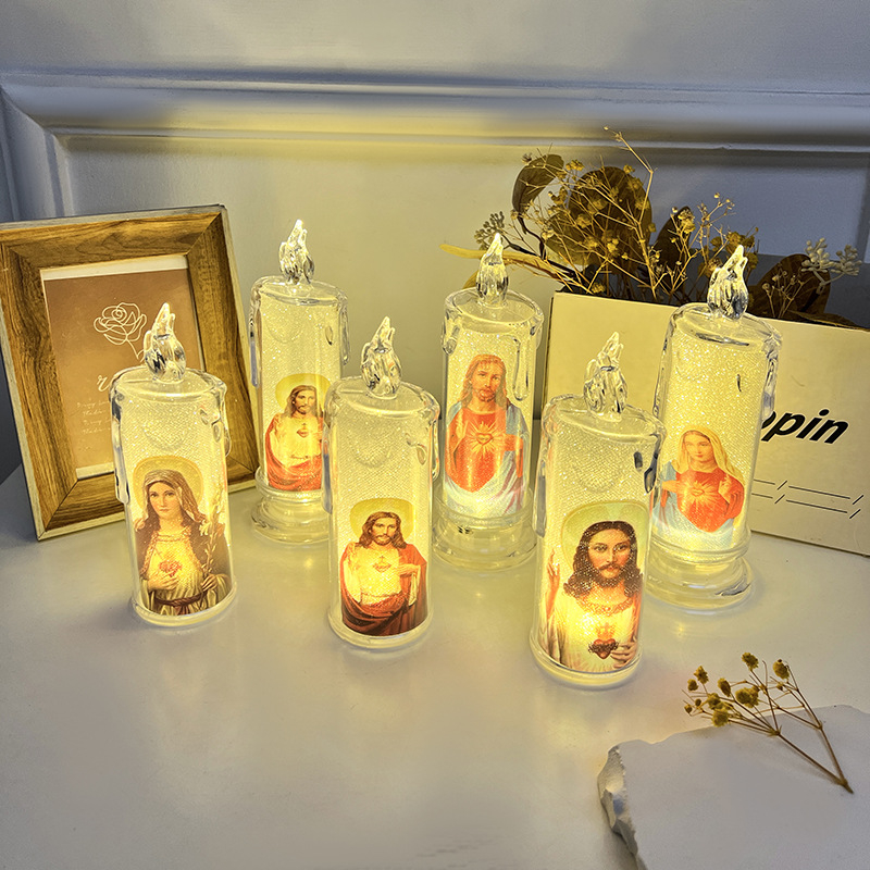[FREE BATTERY] LED Religious Crystal Candle Light Night Lamp | Shopee ...