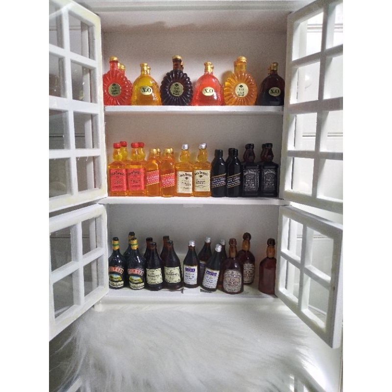 Miniature brandys, whiskeys and liquors storage set (1 and 49