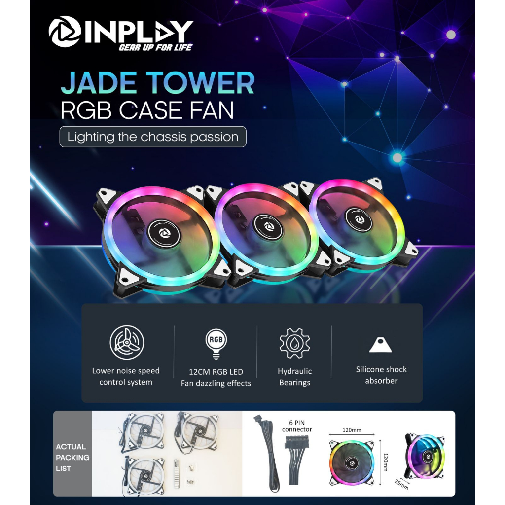 Inplay Jade Tower X1 / X3 RGB Case Fans 3in1 | Single Case Fans ...