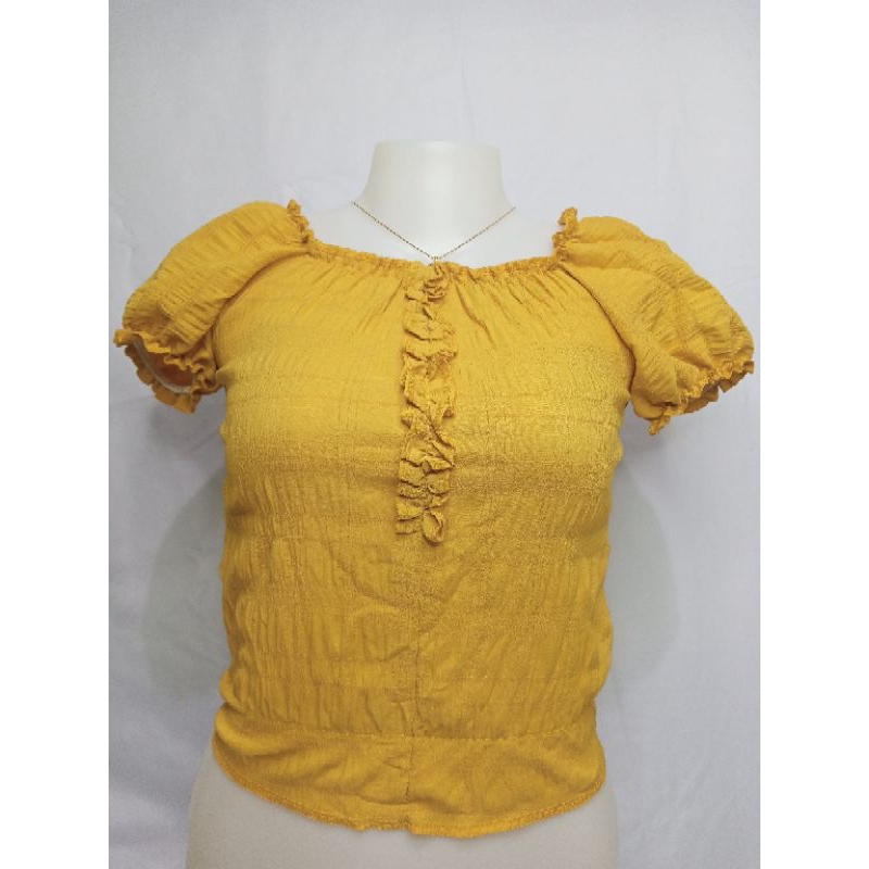 Ruffles Off Shoulder Plain (Bubble Lattice) | Shopee Philippines