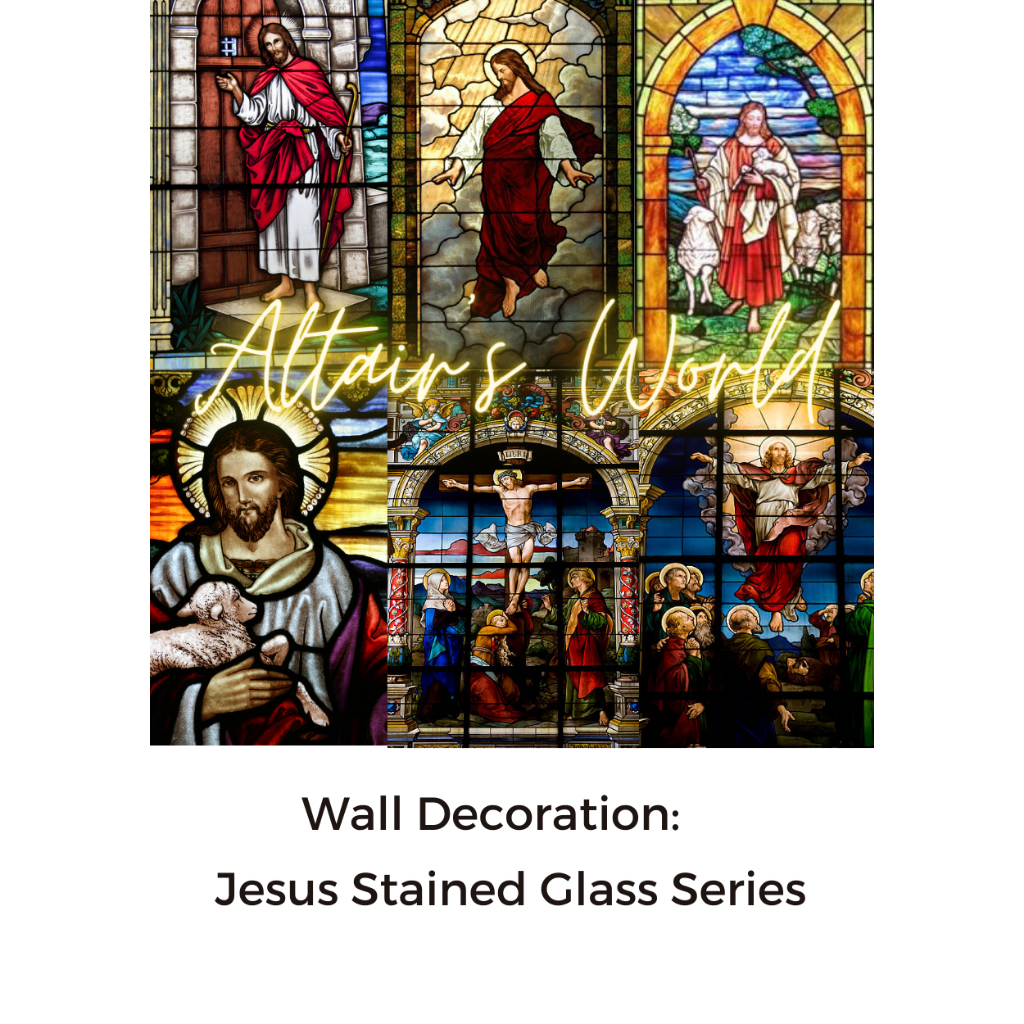 Religious Wall Decor Display Jesus Stained Glass Laminated