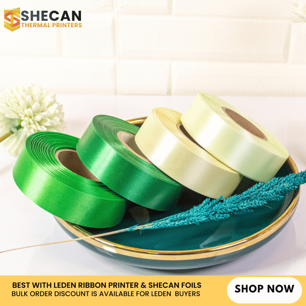 Shecan Ribbons in Blue and Green shades Cut Edge Satin Ribbons 15mm ...