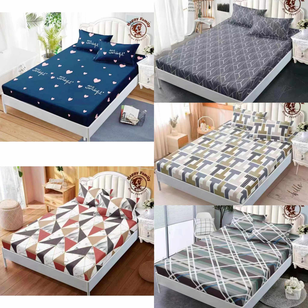 New Cotton Beddings Pillow Case Garterized Bed Sheet 3 In 1 Set 2