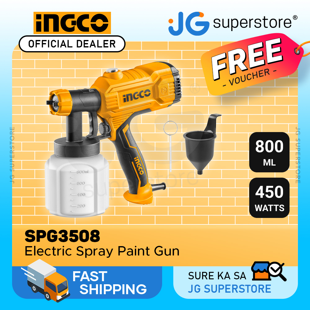 INGCO 450W 800ml HVLP Electric Spray Paint Gun w/ Viscosity Measuring