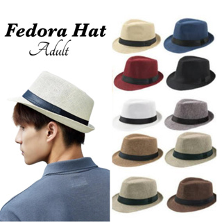 White Fedora Hat For Women Men White Felt Gangster Mobster Fedora