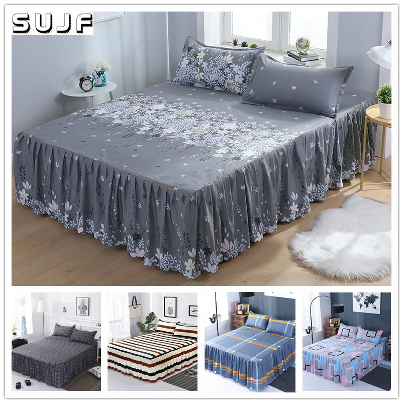 3 IN 1 120CM and 150cm Size BedSheet+2 Pillowcases Bed Skirt Qatar