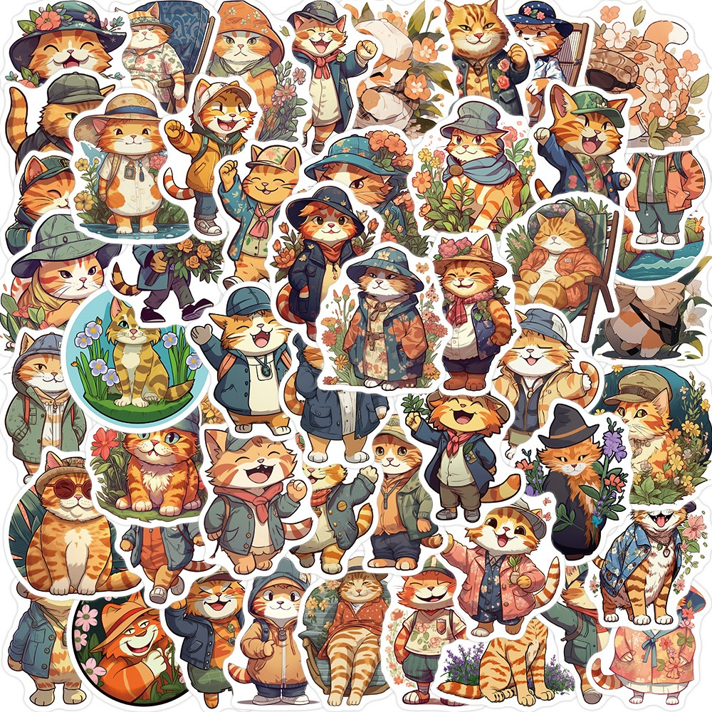 50Pcs funny Cats cartoon Stickers DIY Luggage Laptop notebook ...