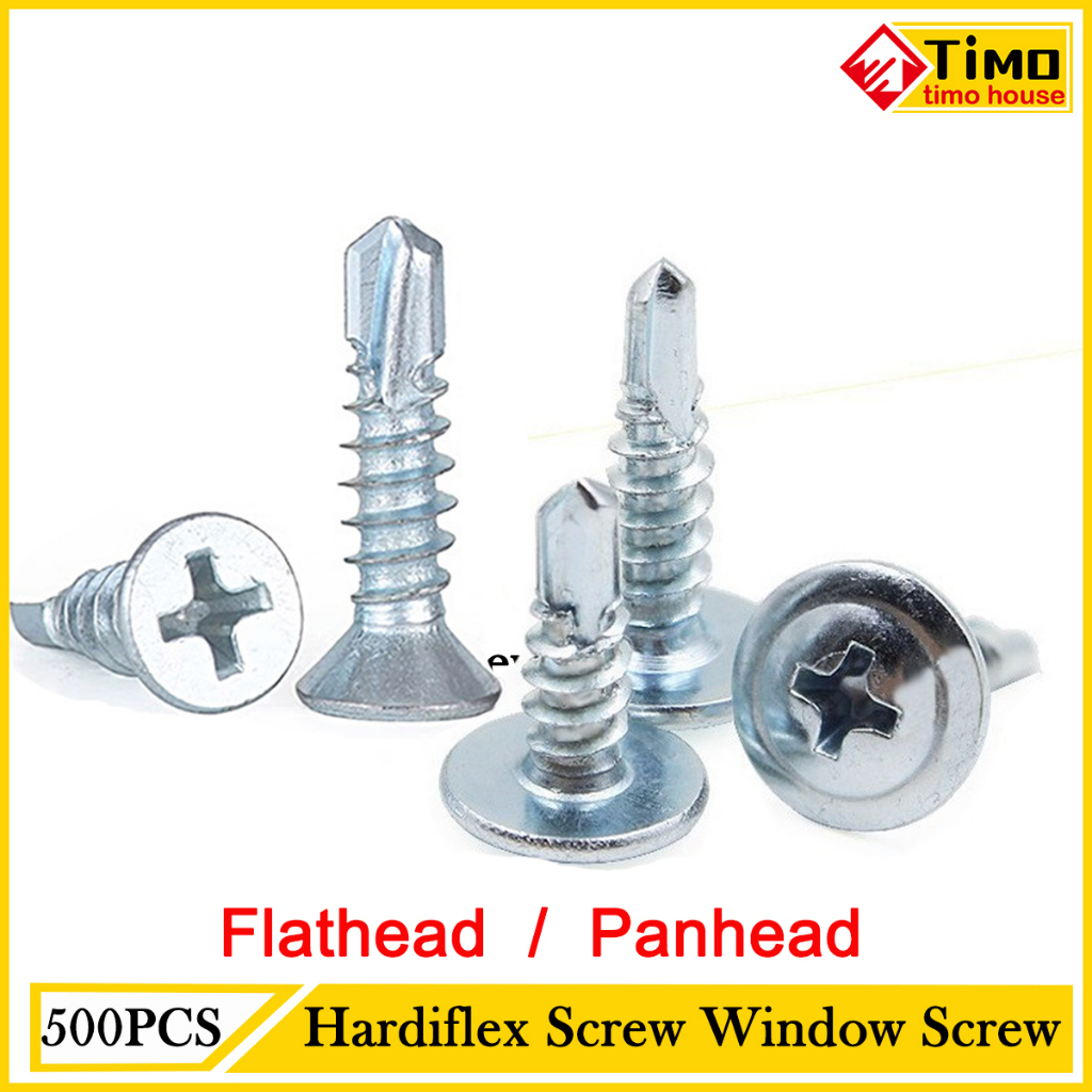 (500pcs) Hardiflex Screw Window Screw Flat Screw Flat Head Pan Head