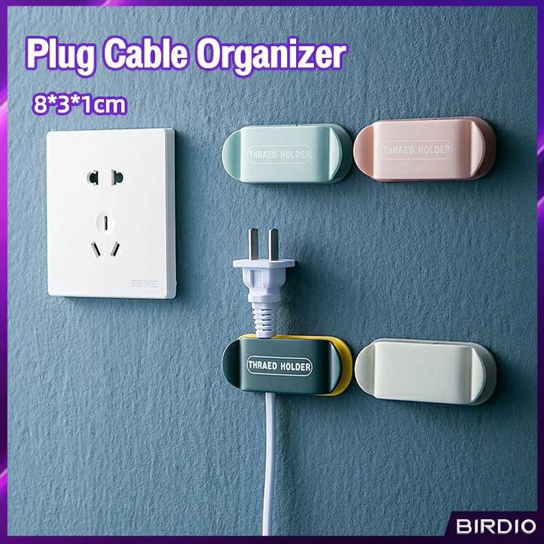 Birdio Plug Holder Wall-Mounted Power Cord Storage Adhesive Free Punch ...