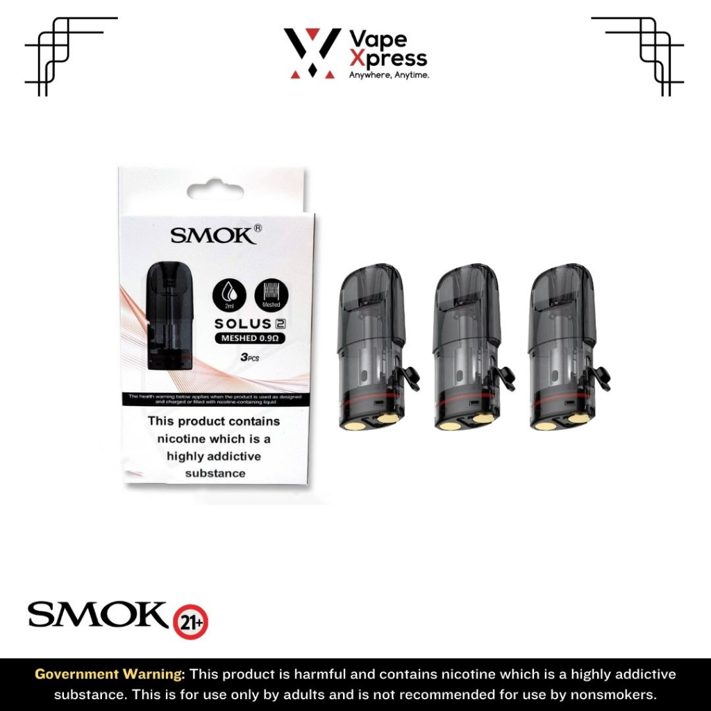 SMOK Solus 2 Replacement Pods 0.9ohm Mesh Coil MTL and RTL Vaping (3pak ...