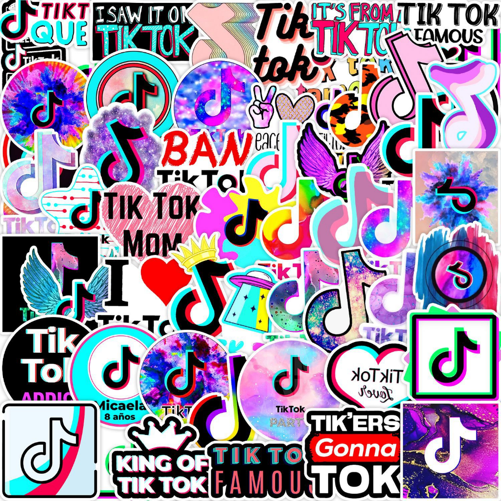50pcs Tiktok sticker set Waterproof Tik tok Logo stickers phone laptop