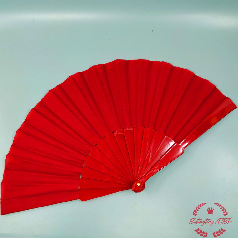【BTT】23cm single side plastic fan bone solid color cloth fan candy ...
