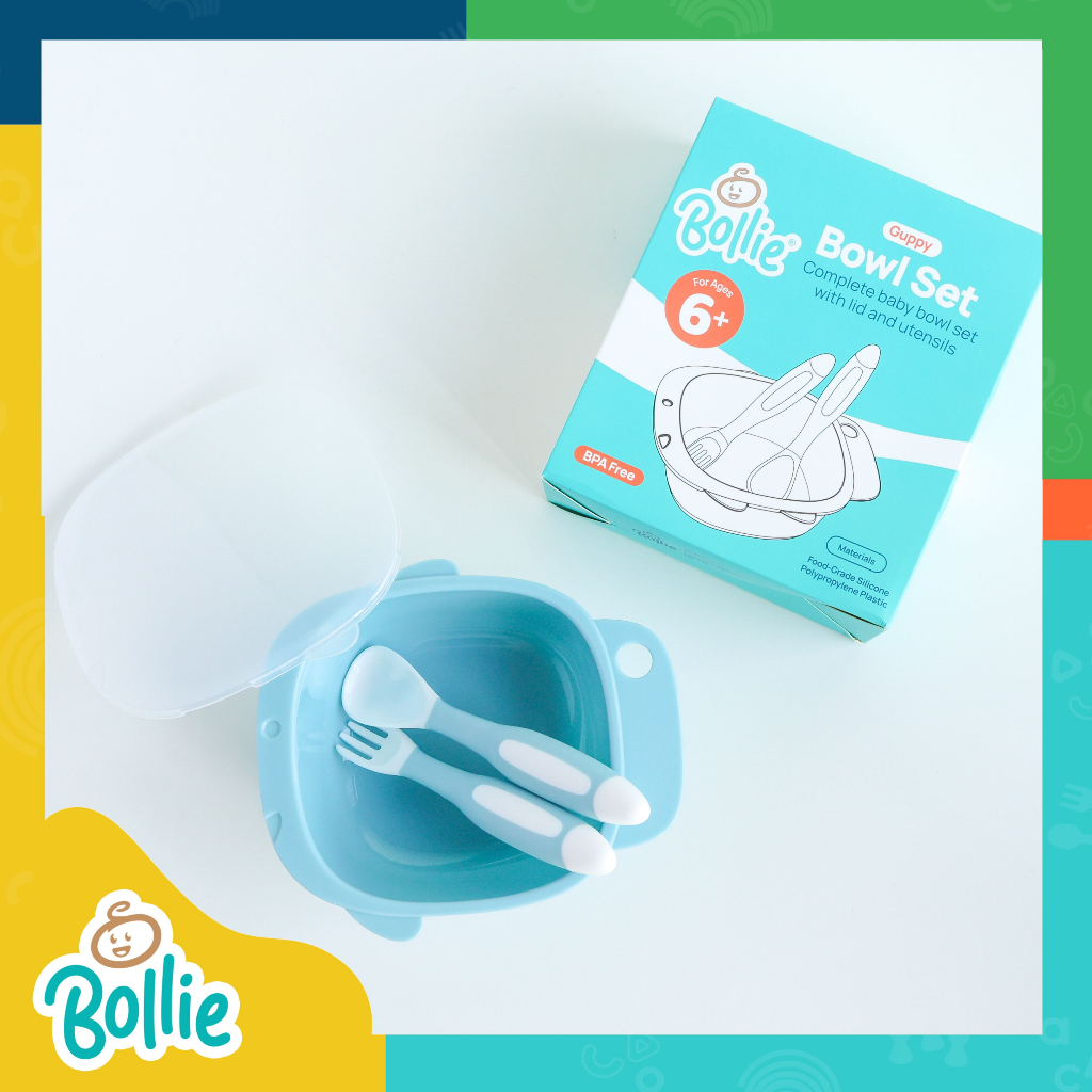 Bollie Baby Fish Feeding Bowl with Bendable Spoon and Fork (Guppy Bowl ...