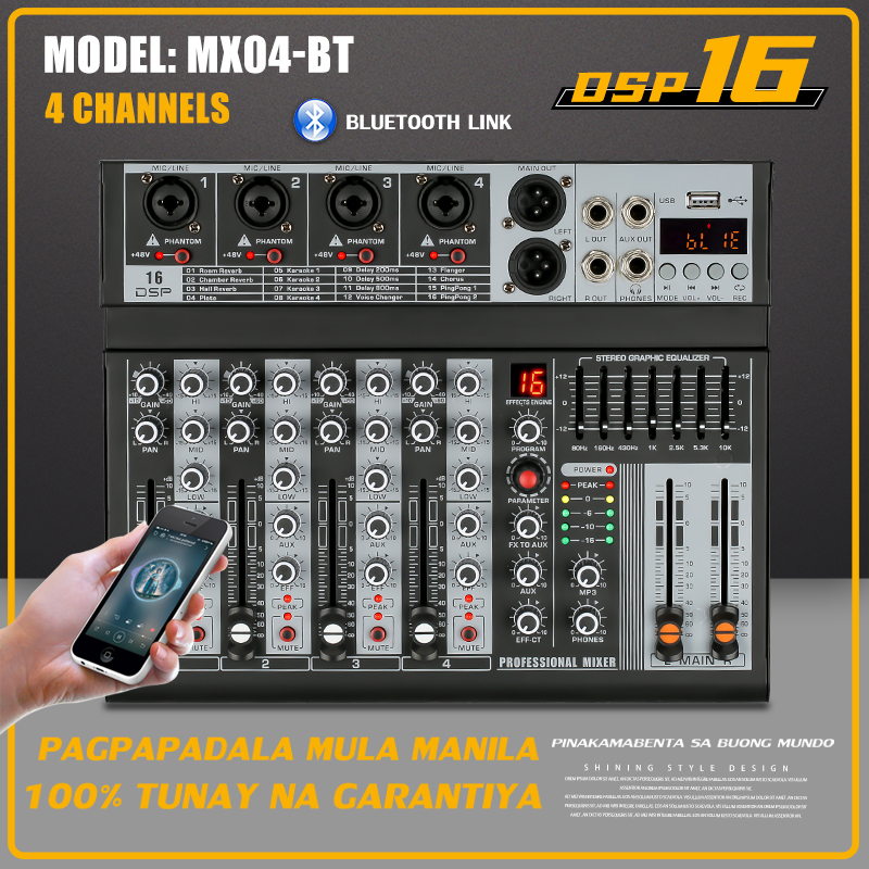 Sound mixer professional mixer 6/4channel MX06BT /MX04BT mixer EQ