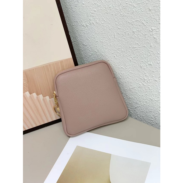 Women's Pouch Wallet Big Square Soft Leather with Key Heart Chain Coin