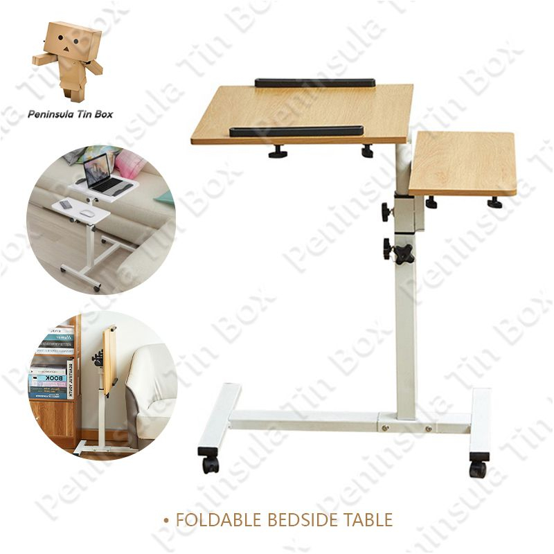 Rolling Laptop Table Lap Desk for Laptop with Wheels Adjustable Laptop Stand Sofa Side Table