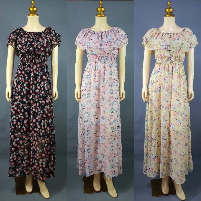 Maxi Floral Dress garterized waist brandnew | Shopee Philippines