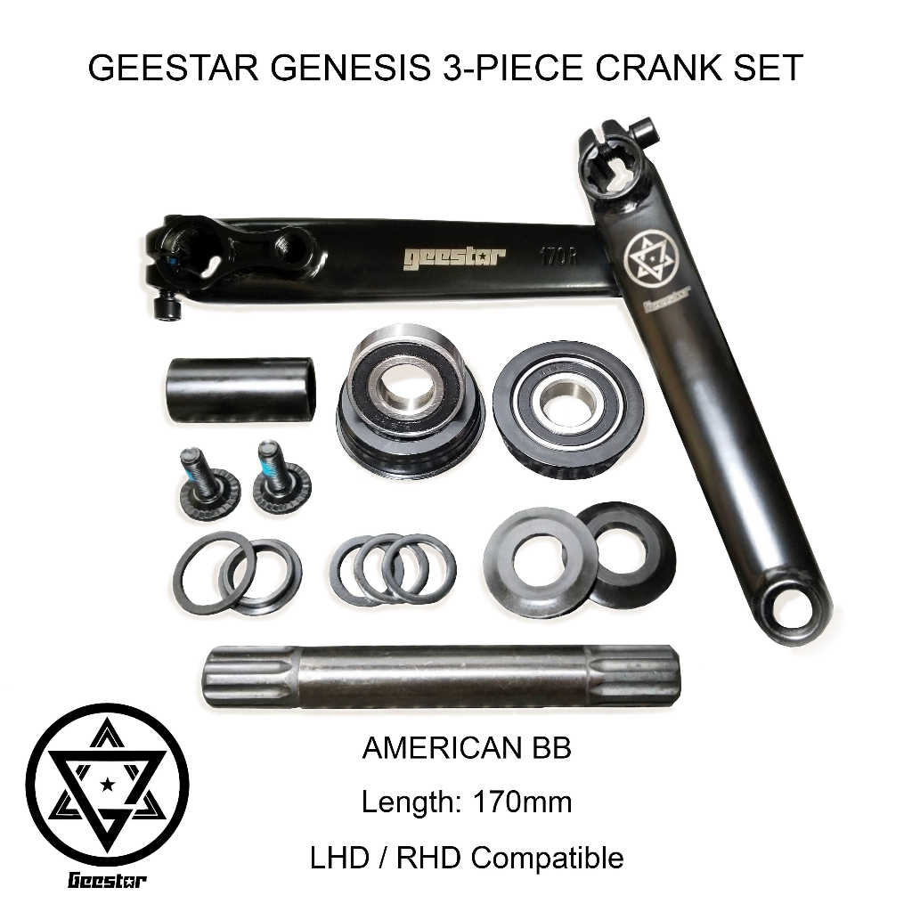 Geestar Genesis BMX DJ 3pc Crank Set American Mid Euro Spanish BB 1pc to 3 pc conversion kit 170 165 Shopee Philippines