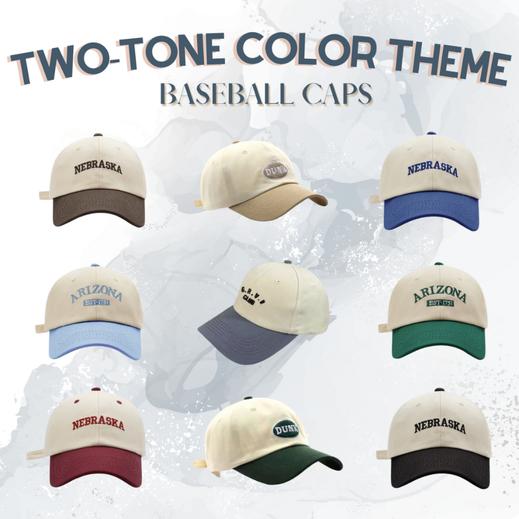 TwoTone Color Theme OOTD Korean Cotton Unisex Baseball Caps School Cap