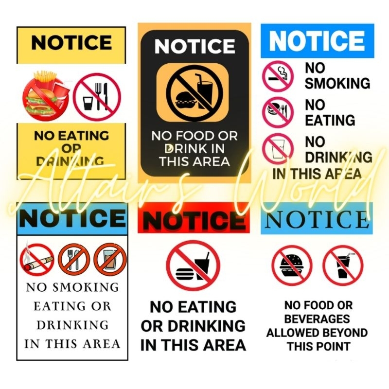 No eating and drinking sign / No eating Sticker / No food and drinks ...