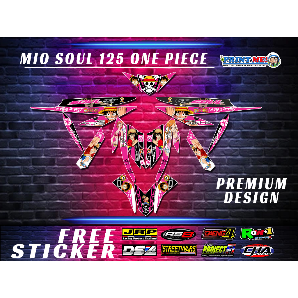 MIO SOUL 125 ONE PIECE DESIGN DECAL STICKER CONCEPT LUFFY NAMI SANJI