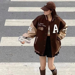 Spring Autumn Vintage Coffee Coat Printed Women Jacket Leisure Couple