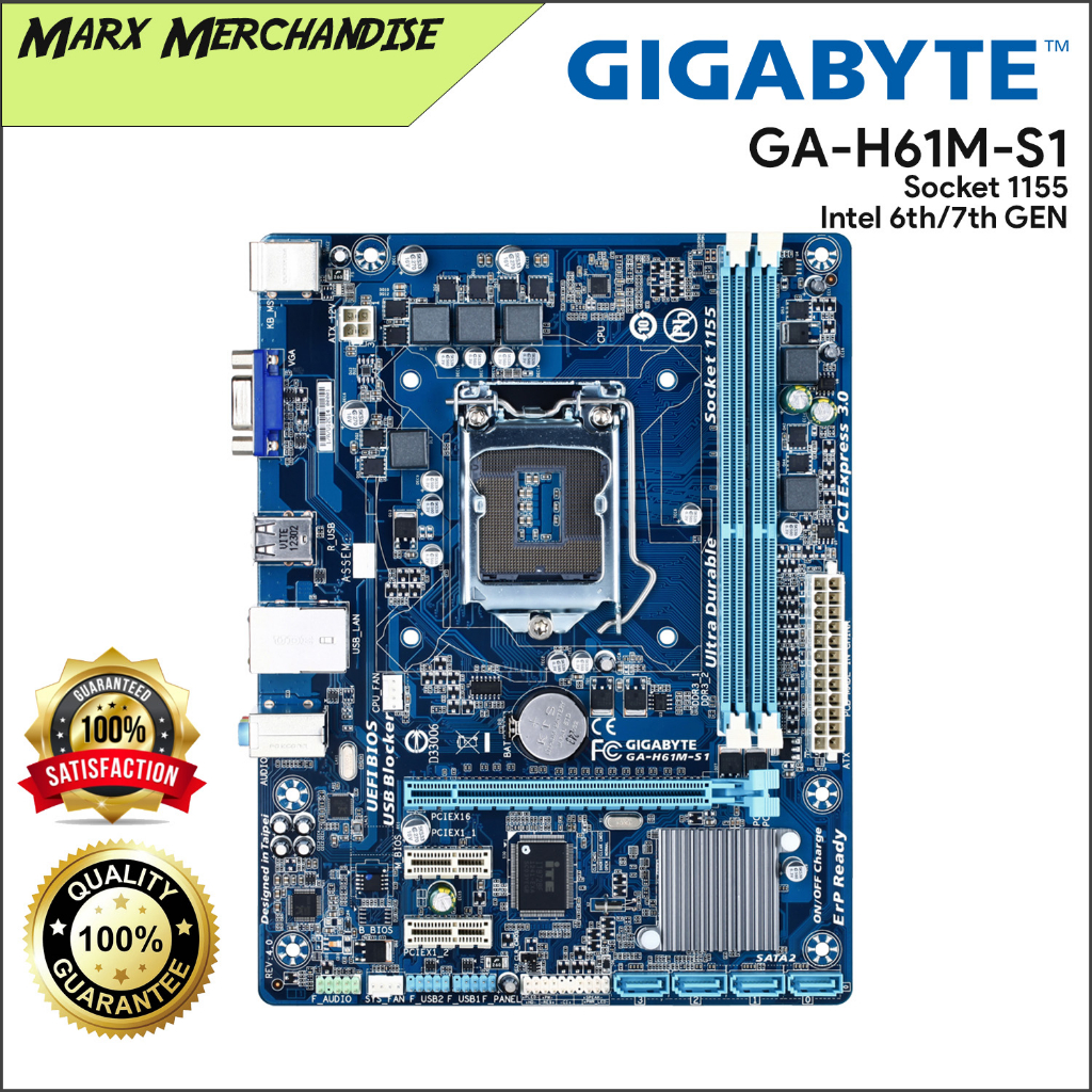 Gigabyte H61M Motherboard GAH61MS1/GAH61MDS2 Intel Socket 1155 DDR3 intel 6th and 7th Gen