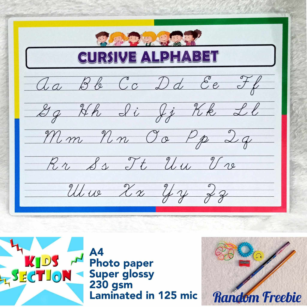 Laminated Educational Chart - Cursive Alphabet 