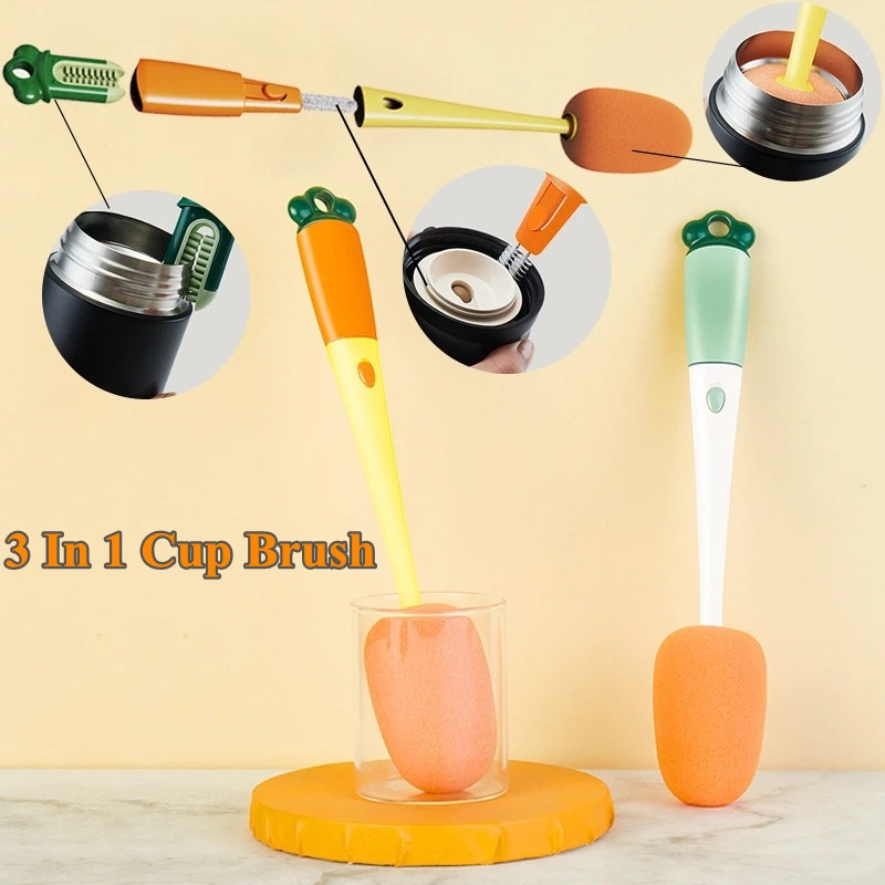 3 in 1 Multifunctional Cleaning Cup Brush Tumbler Cleaner Long Handle
