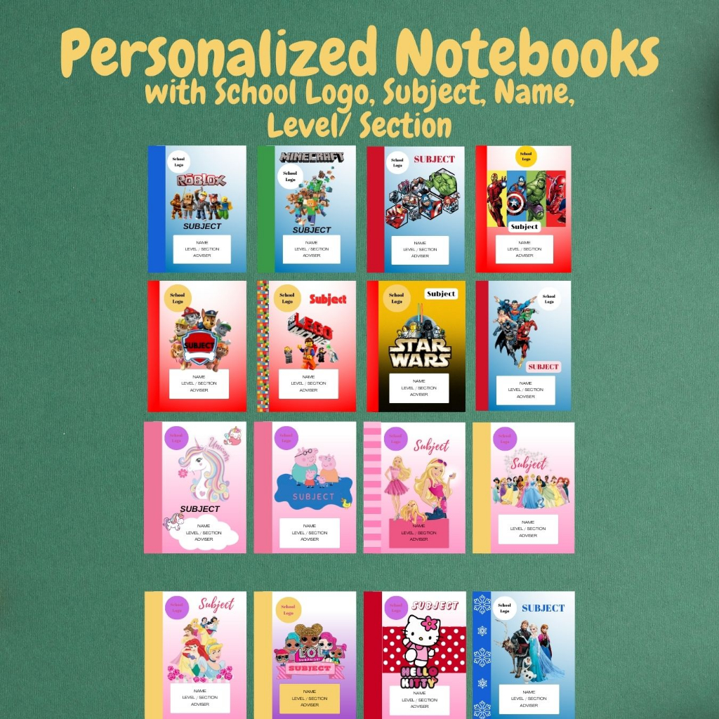 Personalized Notebooks Cartoon Themed WRITING COMPOSITION Elementary