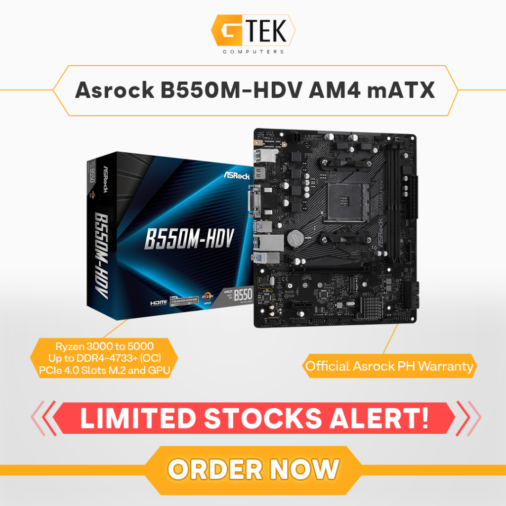 Asrock B550M-HDV B550 AMD Ryzen AM4 mATX Motherboard | Shopee Philippines