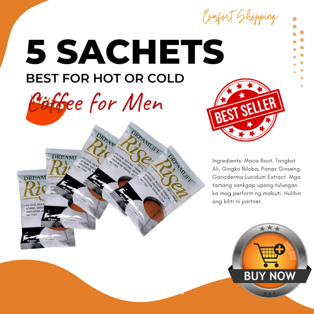 (5 SACHETS) RISEN COFFEE MIX / BUTTERSCOTCH FLAVOR / HALAL / SUGAR FREE / IMMUNE BOOSTER