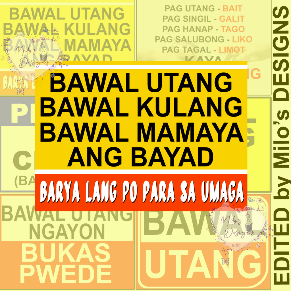 Bawal Utang Laminated Signages | Shopee Philippines