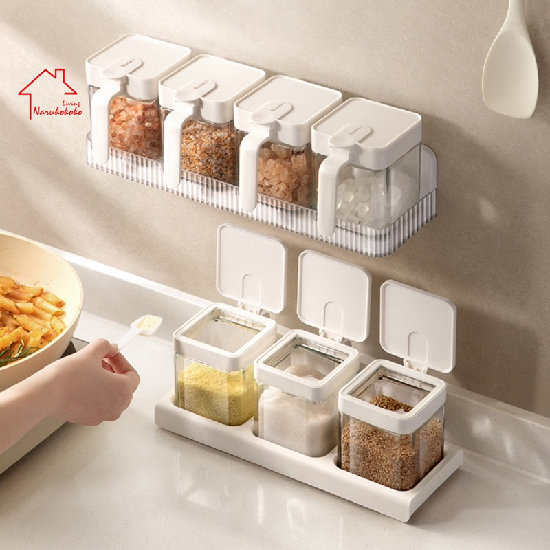 Glass Seasoning Box Condiments Container Set Combination Storage Jar