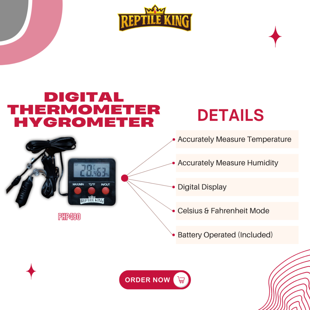 Digital Thermometer Hygrometer for Reptile Tortoise Enclosure Terrarium