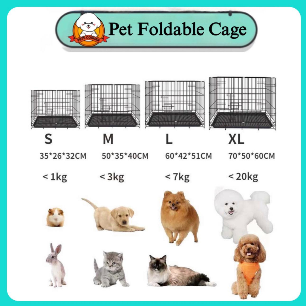 Dog Foldable Cage with Poop Tray Heavy Duty Dog Cat Collapsible Cage