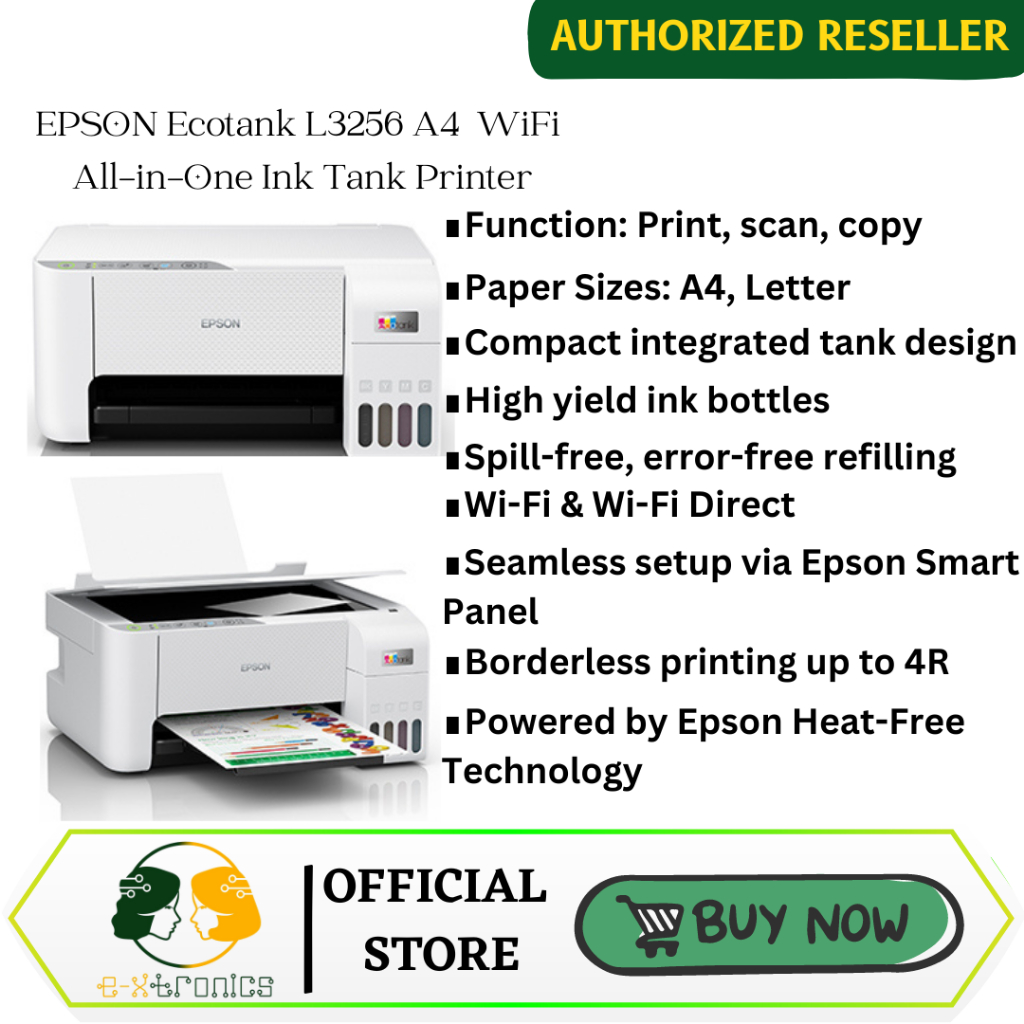 Epson Ecotank L3256 A4 Wi Fi All In One Ink Tank Printer Shopee Philippines 