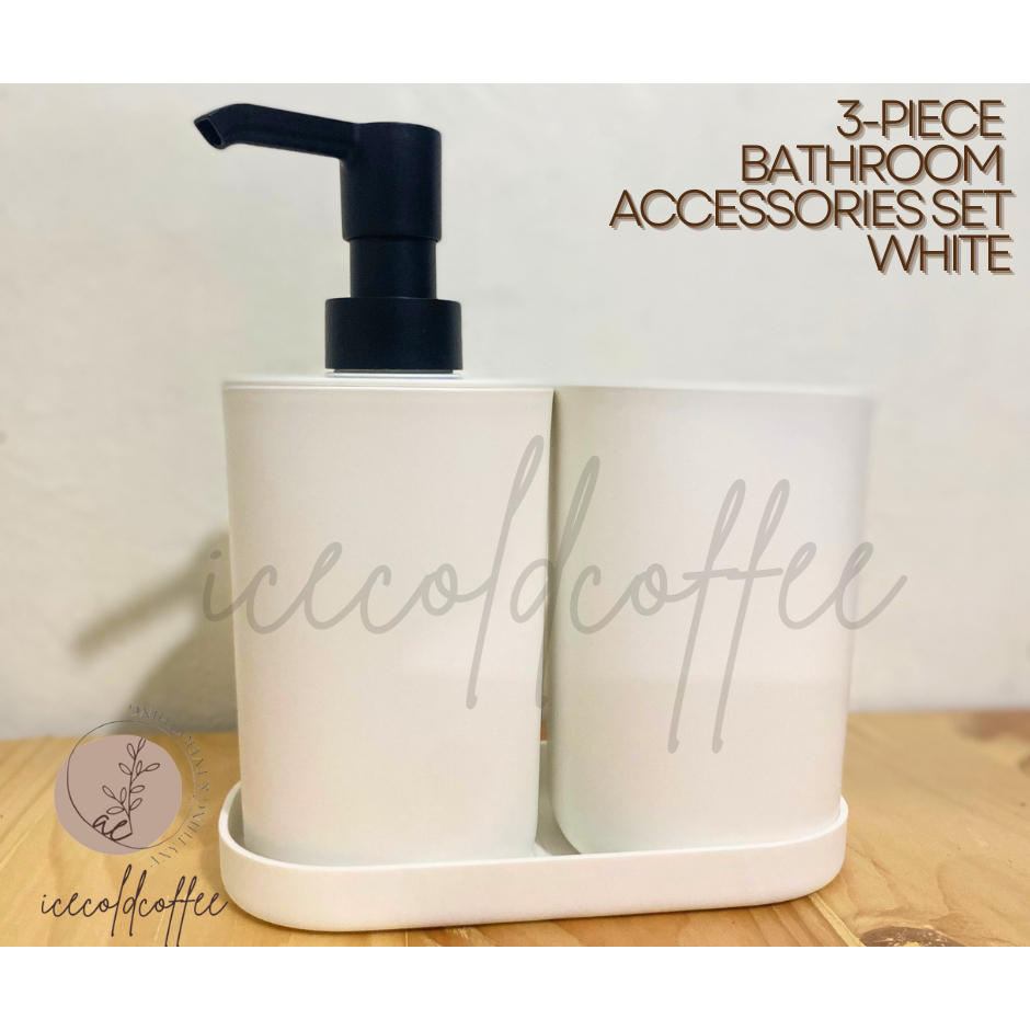 ORIGINAL 3-piece Bathroom Accessories Set, White | Shopee Philippines