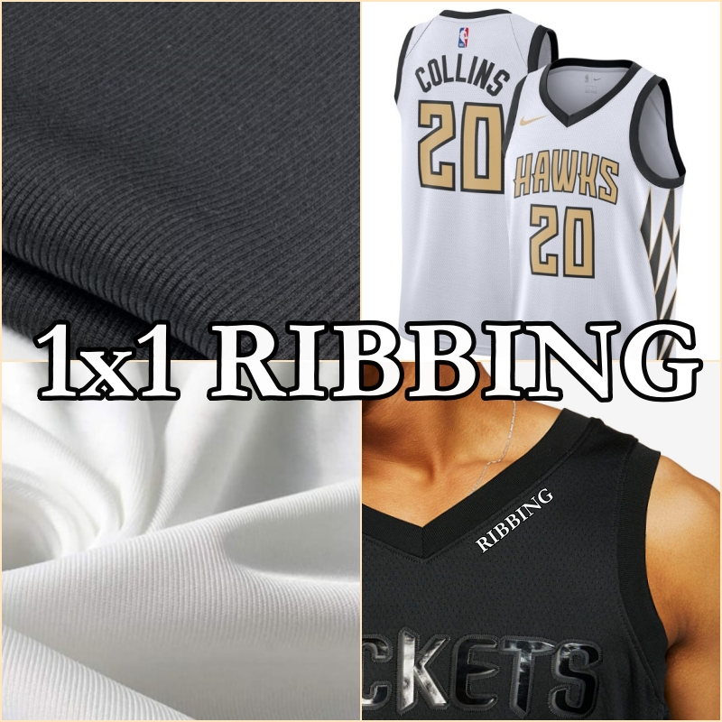 1x1 RIBBING / RIBBED / RIB KNIT COTTON FABRIC BLACK & WHITE (Sold Per ...