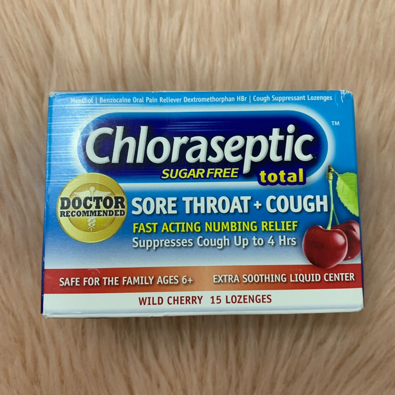Chloraseptic Total Sore Throat + Cough Lozenges, SugarFree Wild Cherry