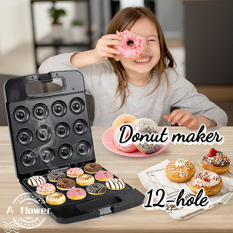 12 Holes Mini Donut Maker Electric Donut Machine Doughnut Maker ...