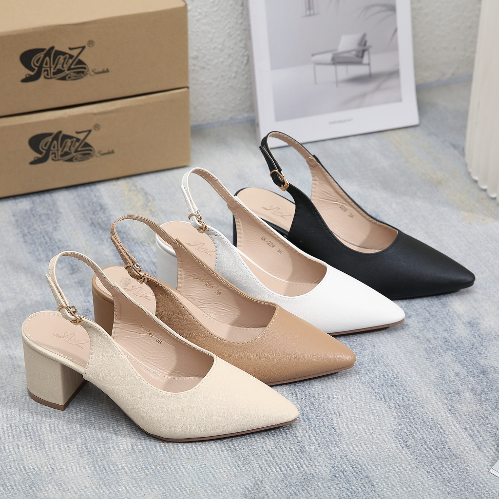 「KAEVE」2 inch elegant pointed toe slip on leather heels for women GK ...